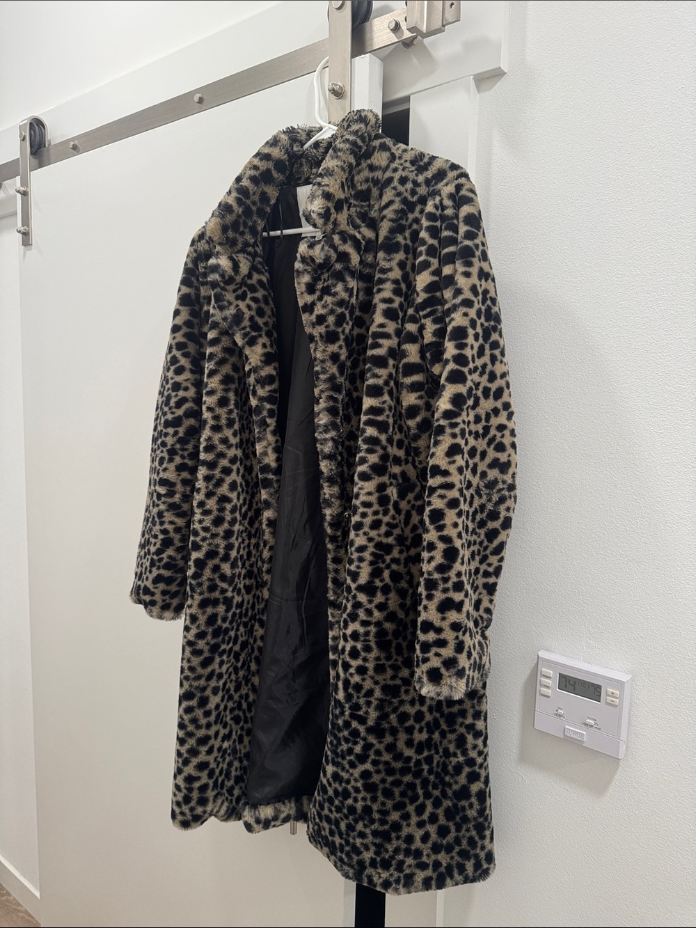 Amber Sky Faux Fur Leopard Print Oversized Coat